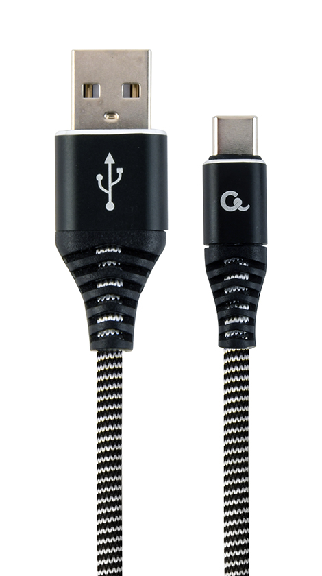 Premium USB-C laad- & datakabel zwart/wit 1 meter