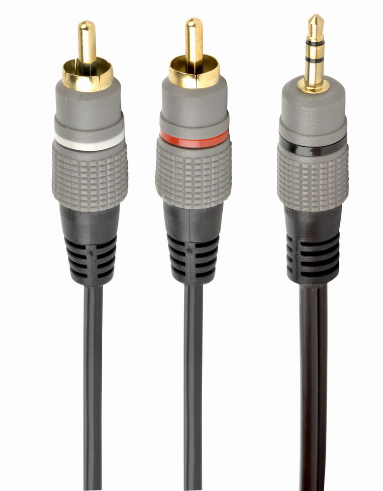 3.5 mm stereo adapter naar 2x RCA adapter, 1.5 m kabel, metalen connectoren