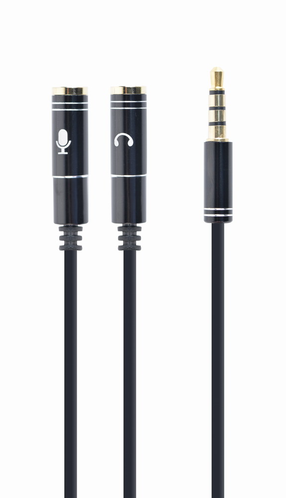 3.5 mm audio + microfoon adapterkabel, 0.2 m, metalen connectoren