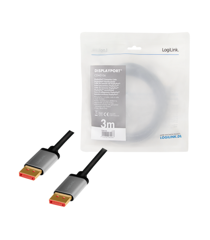 DisplayPort 1.4 3.00m 8K/60Hz LogiLink