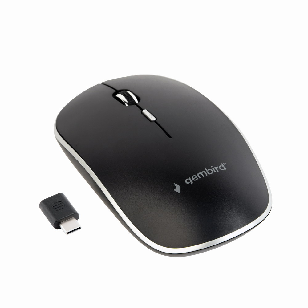 Fluisterstille draadloze optische muis, USB-C  zwart