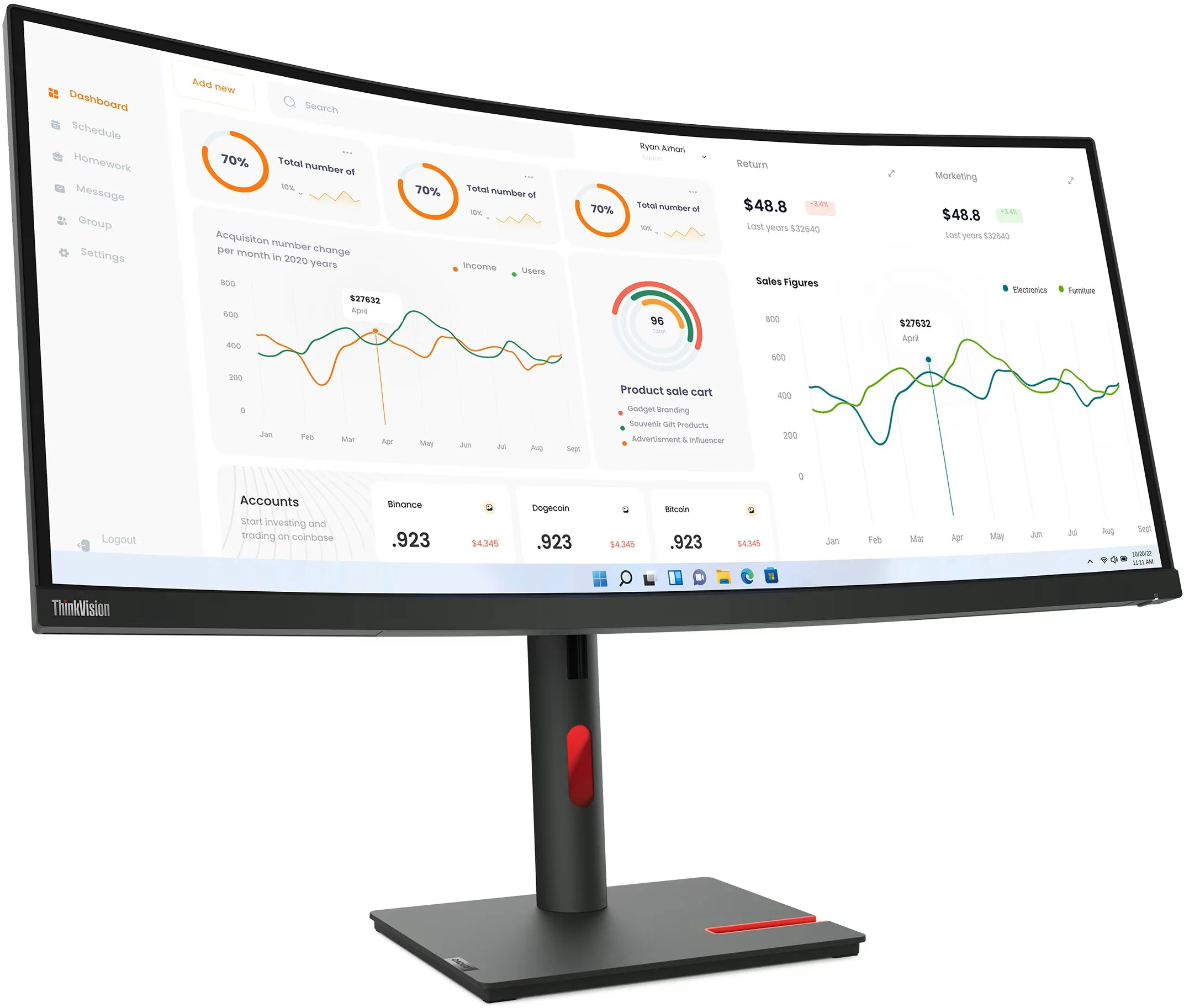 Lenovo ThinkVision T34w-30 Zwart 34" gebogen monitor