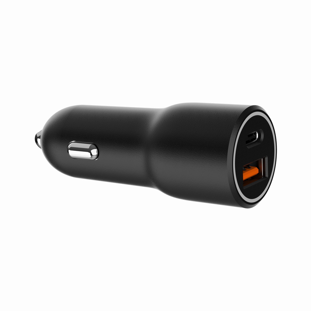 USB auto snellader 1xA, 1xC 38W Power Delivery zwart