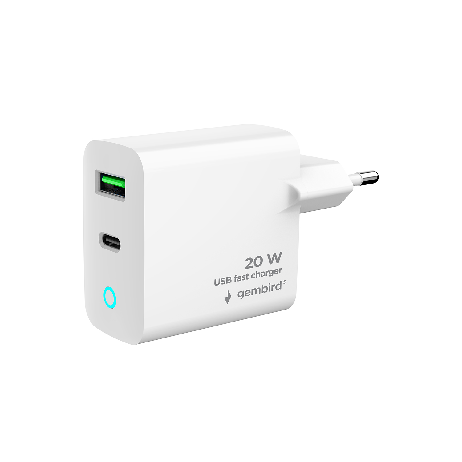 USB snellader 1xA, 1xC 20W Power Delivery wit
