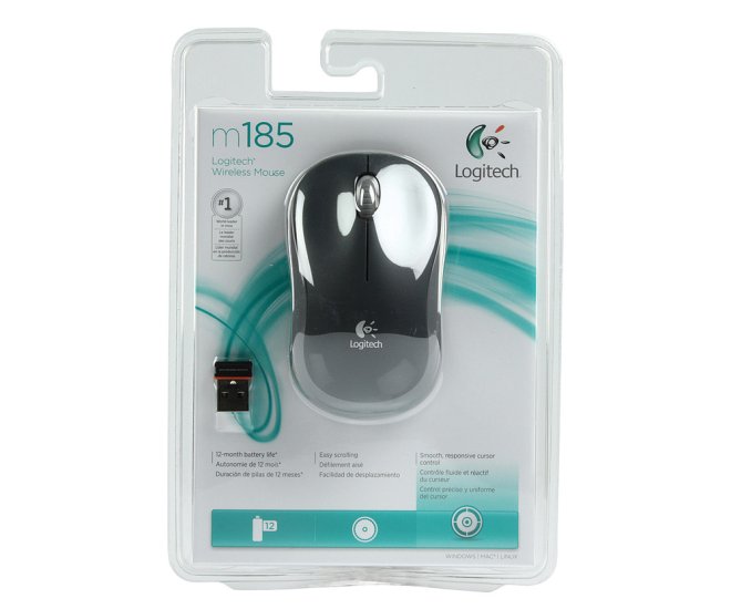 Logitech M185 Optical USB-A Zwart-Zilver Retail Wireless - 42387 4 - 42387