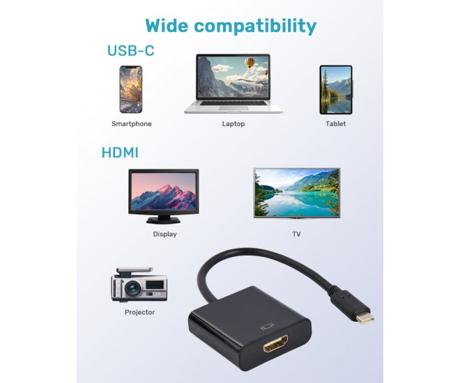 USB type-C naar HDMI adapterkabel, 4K@60Hz, 15cm, zwart - A cm hdmif 04 website image 5545979b c412 443d ad9b 4ad011ab64c8 - A-CM-HDMIF-04