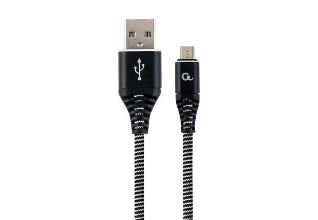 Premium micro-USB laad- & datakabel 'katoen', 2 m, zwart/wit - Cc usb2b ammbm 2m bw website image e041a29e 5208 4f9a bad8 321a4bcf8804 - CC-USB2B-AMmBM-2M-BW