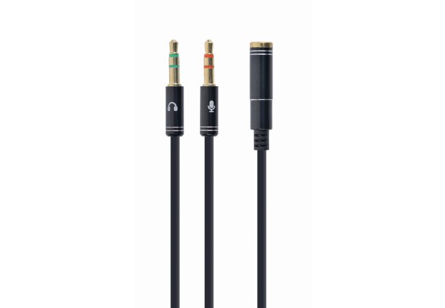 3.5 mm stereo + microfoon naar 4-pins 2x 3.5 mm adapterkabel, zwart, metalen connectoren - Cca 418m website image 80404136 8ac8 4c1e 9f3a 975d3ae94b46 - CCA-418M
