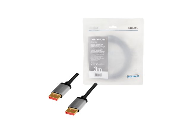 DisplayPort 1.4 3.00m 8K/60Hz LogiLink - Displayport 1 4 3 00m 8k 60hz logilink aluminium1 - 58273