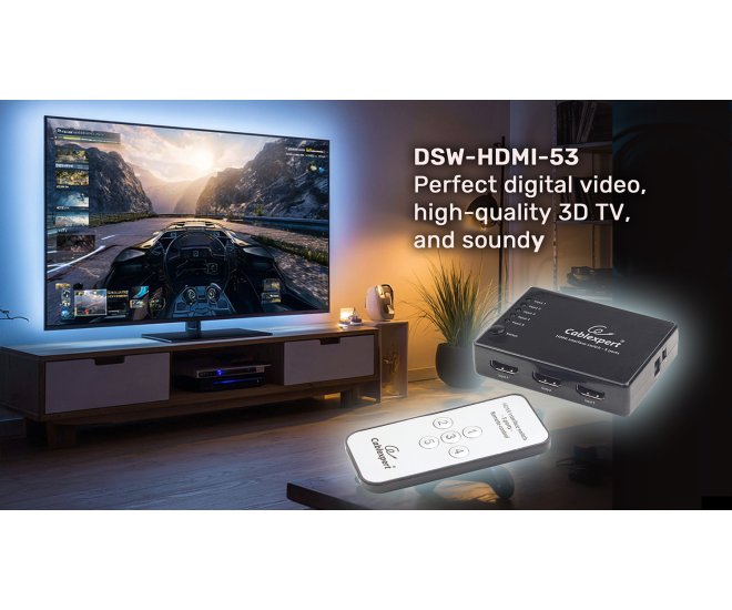 5-poorts HDMI switch + afstandsbediening - Dsw hdmi 53 website image 621262c8 04dc 4e44 84a0 7da7980749f3 - DSW-HDMI-53