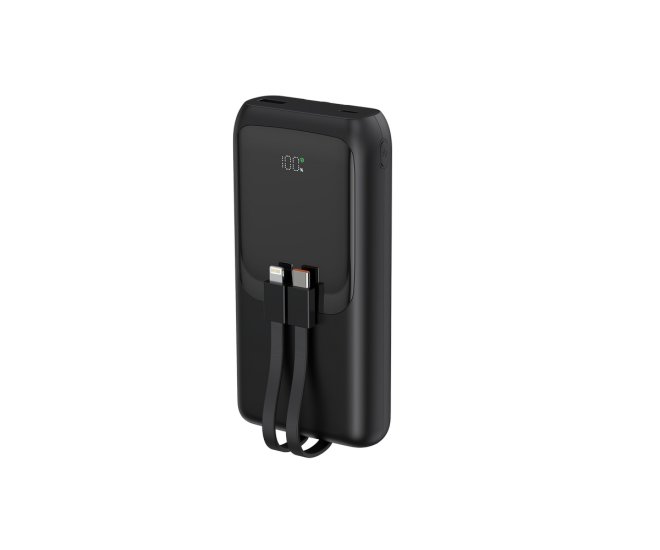 20 W Snelladende powerbank met ge&iuml;ntegreerde kabels, 20000 mAh, zwart - Pb20 pd20 lcd 01 website image d9fd8b57 9293 41c5 b216 c0b177748872 - PB20-PD20-LCD-01