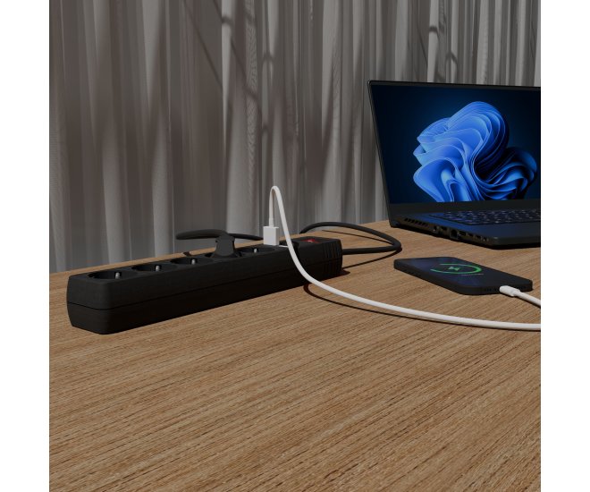 Stekkerdoos met USB-oplader, 5 stopcontacten, 1,5 m, 2x USB, zwart - Spg5 u2 5 02 web site image 165a594b f5cd 40bf 8a4c cc6315890c38 - SPG5-U2-5-02