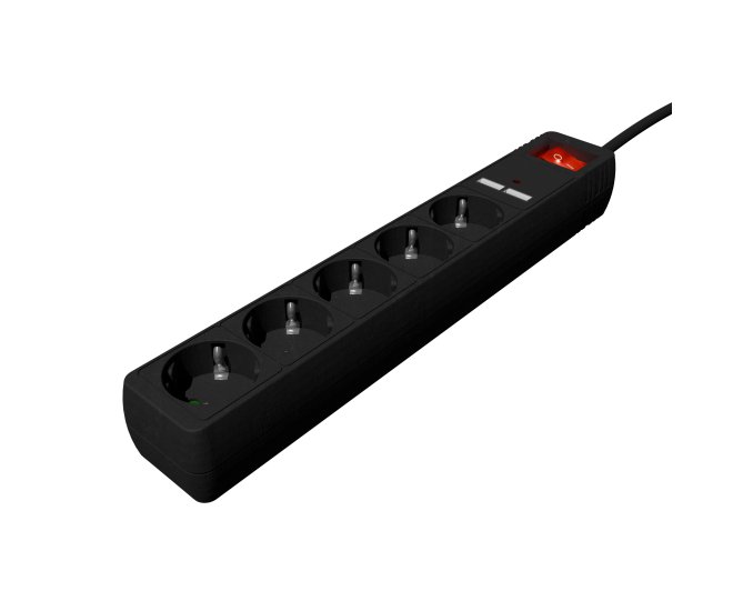 Stekkerdoos met USB-oplader, 5 stopcontacten, 1,5 m, 2x USB, zwart - Spg5 u2 5 02 web site image 1837ef2f 93c3 4527 9dfe 9a901d1e8aa6 - SPG5-U2-5-02