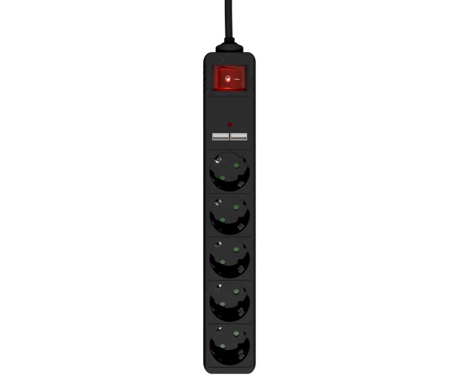 Stekkerdoos met USB-oplader, 5 stopcontacten, 1,5 m, 2x USB, zwart - Spg5 u2 5 02 web site image 67fa9613 8b1c 481b b100 bfceb6022dd5 - SPG5-U2-5-02